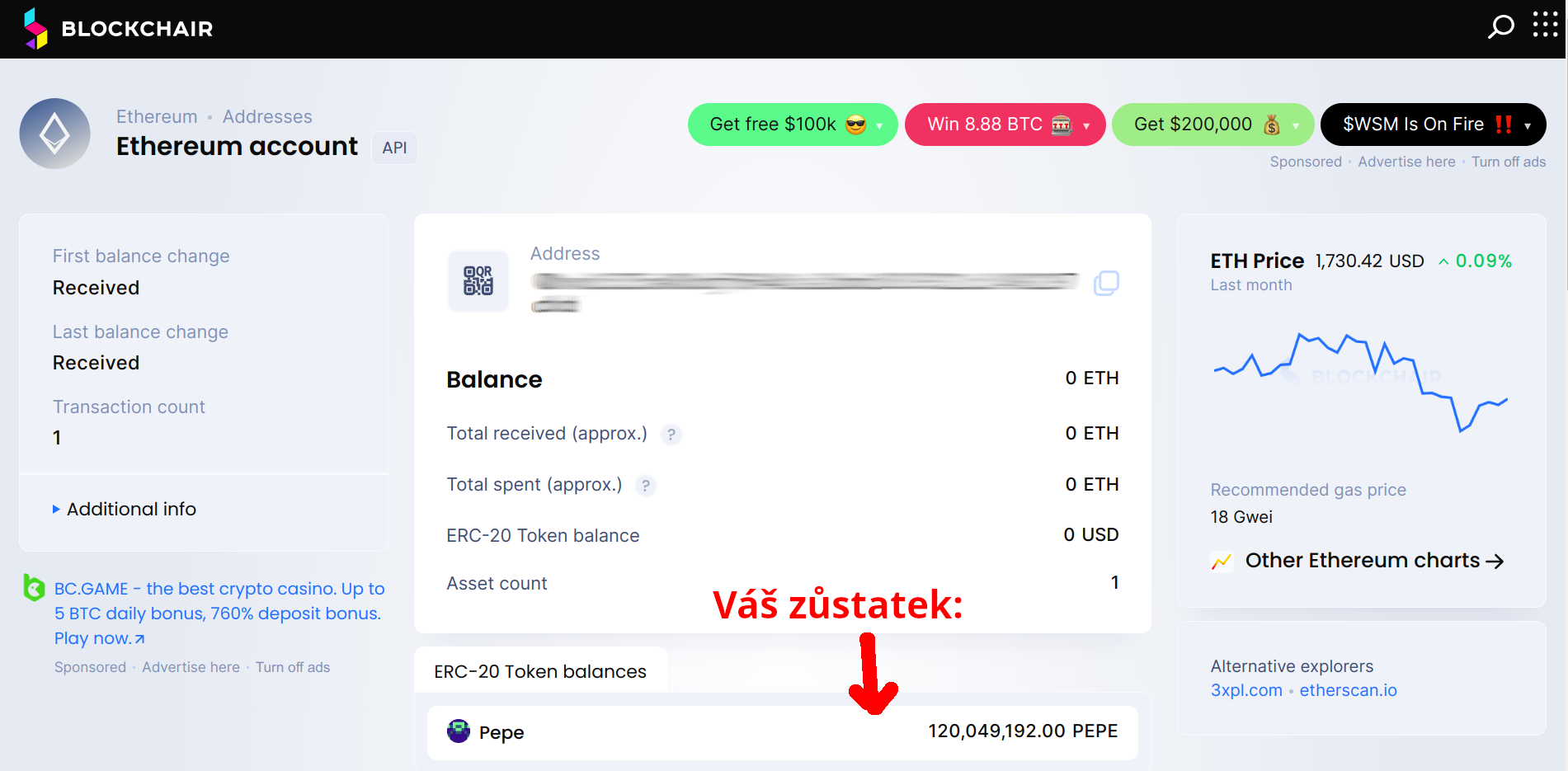 Zde vidíte kde najít zůstatek